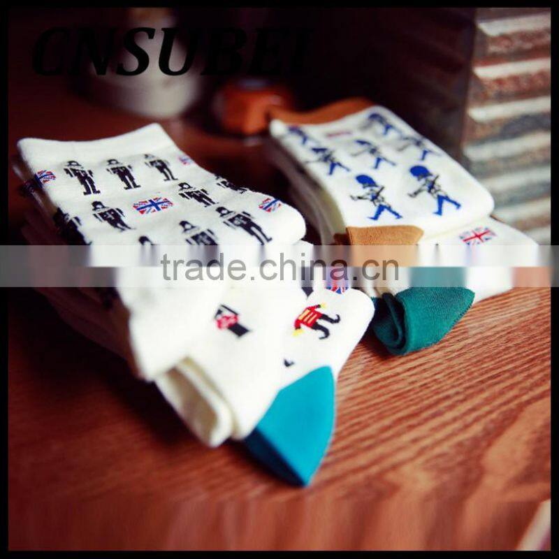 Autumn winter men cartoon cartoon British flag and Britisher pattern popular cotton tube socks