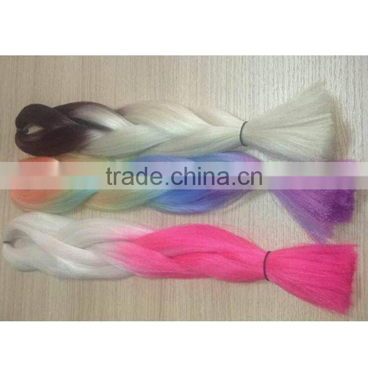 Factory Supply Pre Braided Two Colored Wholesale Cheap Synthetic Braiding Hair