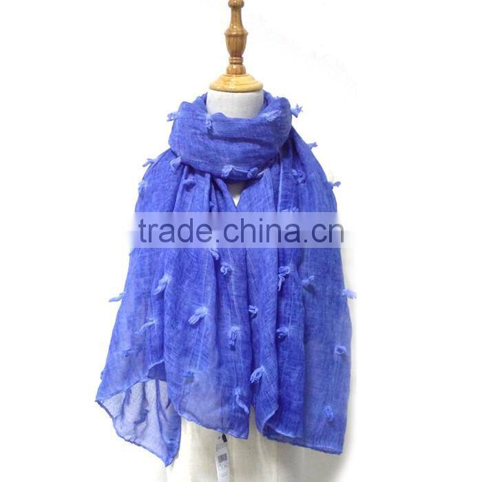 New fashion custom cutting pattern plain dyed linon viscose hijab scarf in stock