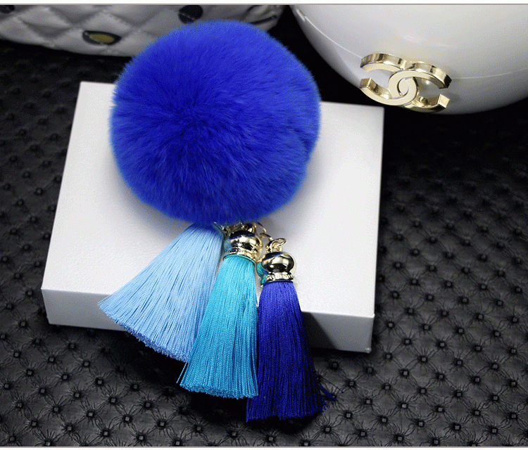 2016 Beautiful Real Rabbit Fur Ball KeyChain / Car and Bag Charm Keychain