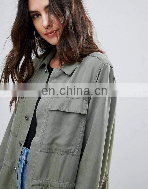Wholesale ladies winter jacket custom women clothes woman army green winter bomber jacket
