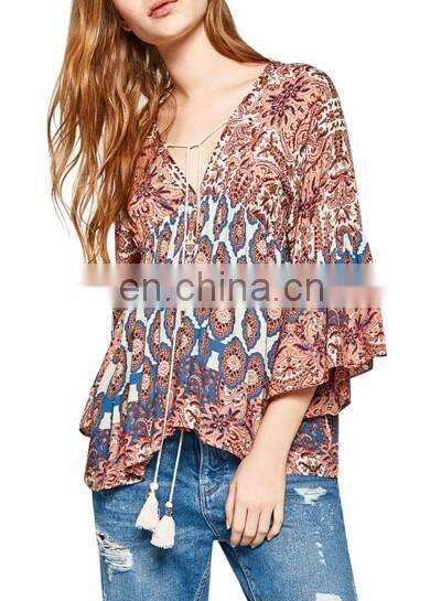 Beautiful lady flower blouse