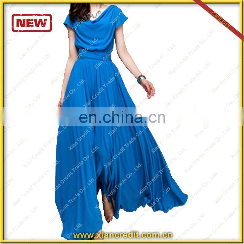 New arrival elegant night party dresses blue silk evening dress
