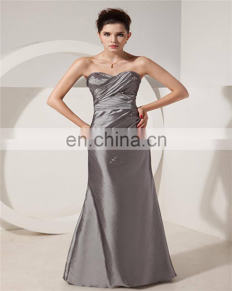 High Quality Grey Sweetheart Sleeveless Evening Gowns Floor Length Embroideried Ruched Mother Of The Bride Dress