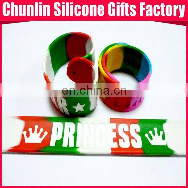 new coming silk Printed Silicone Slap Bracelet