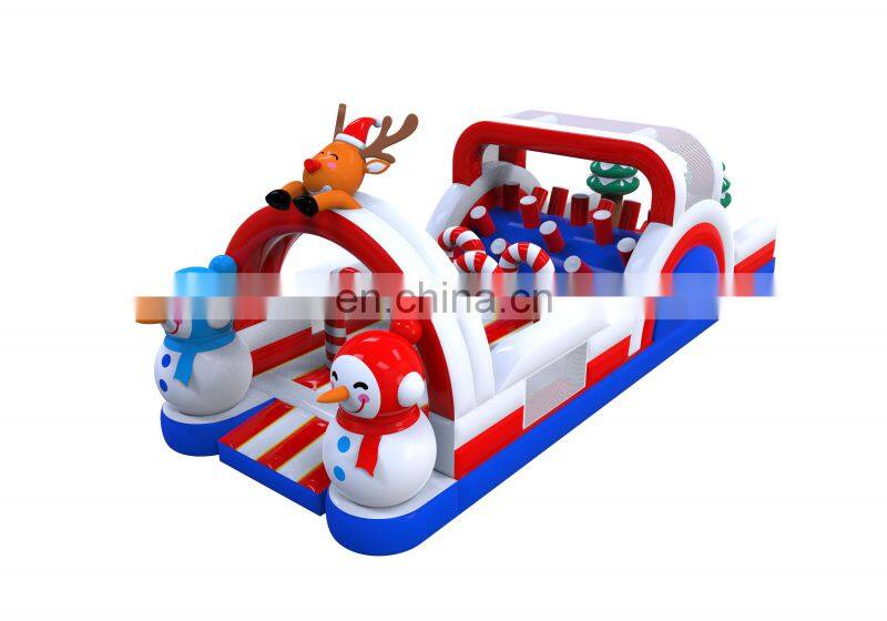 2020 outdoor all in one kids 5K Santa party inflatable obstacle course for events