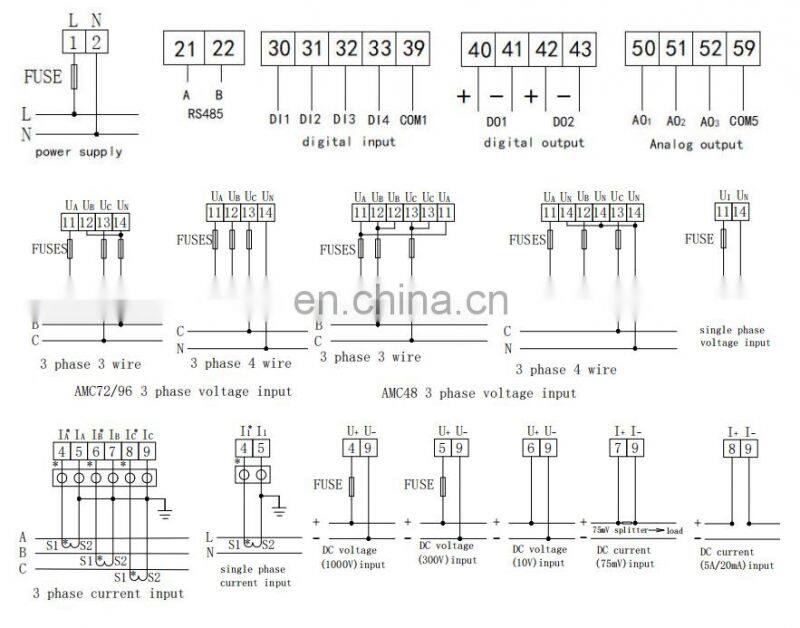 Acrel 300286.SZ AMC72L-DI/M lcd display DC ammeter current meter with 4-20mA output for telecommunications base stations