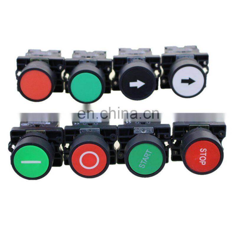 22mm start stop button with the arrow symbol XB2 flat touch switch button, Self reset button switch dot switch