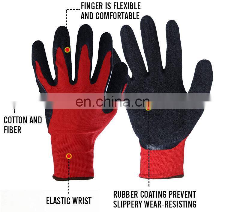 10 Gauge HIVIS Orange Fleece Line Black Micro-foam Latex Palm Winter working gloves