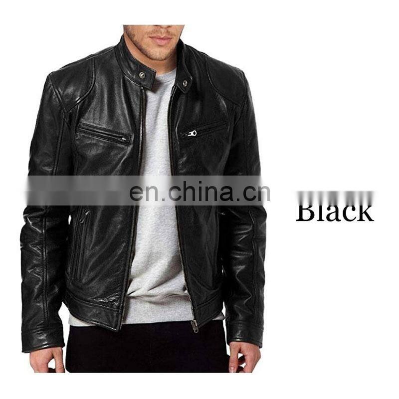 New style men's motorcycle wear plus size casual bomber jacket PU leather jacket