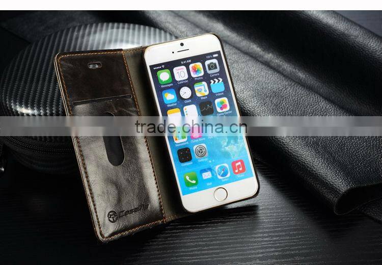 Handmade genuine leather back cover with card holder phone cases for iphone 6 plus bulk buy from alibaba china