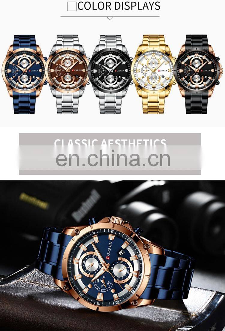CURREN 8360 Latest Simple Men Watch Stainless Steel Chronograph Calendar Quartz Luminous Man Watch Sales Online