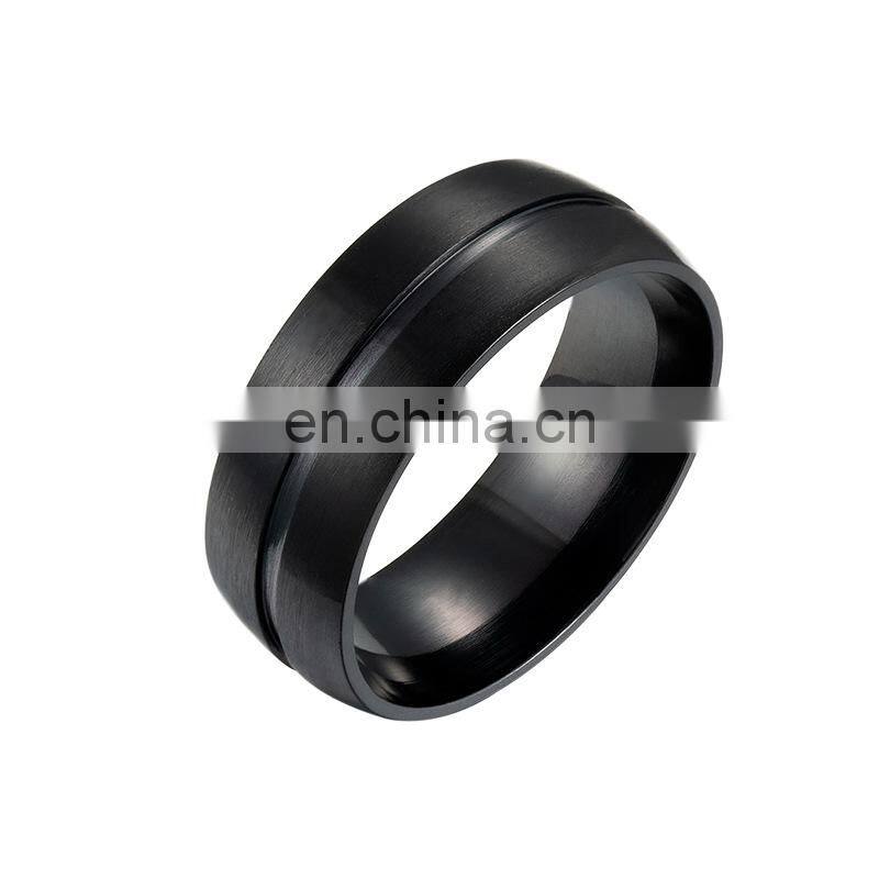 8mm Men's Black Simple Ring Fashion Stainless Steel Ring Birthday Gift Party Men's Jewelry Joyas de hombre