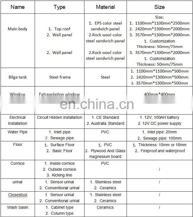 Mobile portable showers and portable toilets with bathroom toilet sink shower