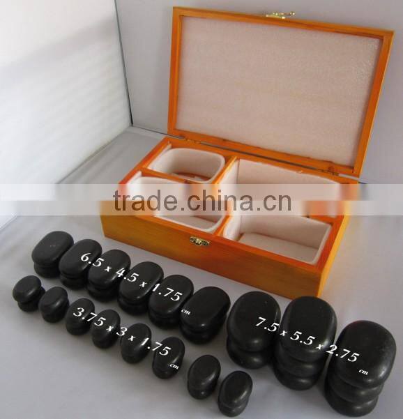 Natural 20pcs hot stone massage in wooden box