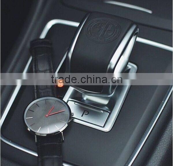 2016 Latest Top Fashion High Quality Casual Genuine Leather Stainless Steel Watches Men With Water Resistant