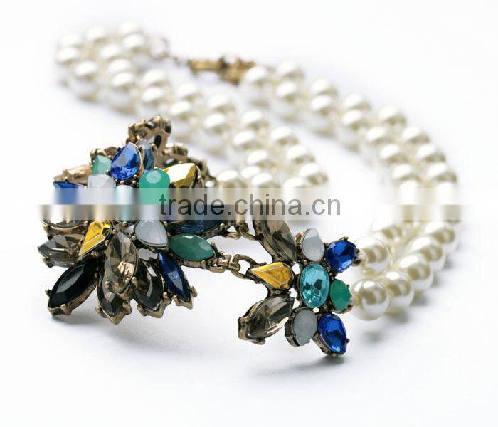 Bridal Jewelry Elegant Diamante Fashion Pearl Chain Necklace