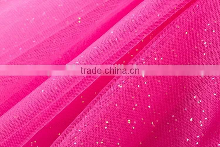 Fashion Rose Red Sequin Organza Fabric Baby Girl Party Dress for Children