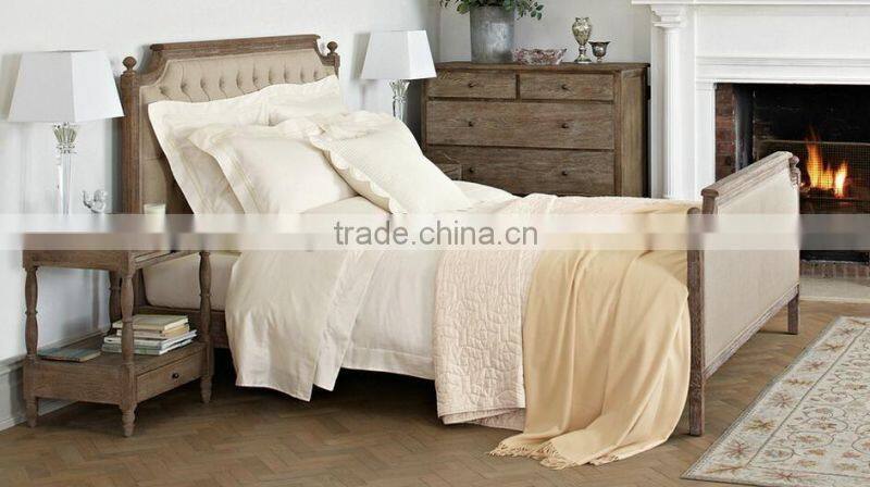 French style antique king size upholstered wooden luxury hotel bed