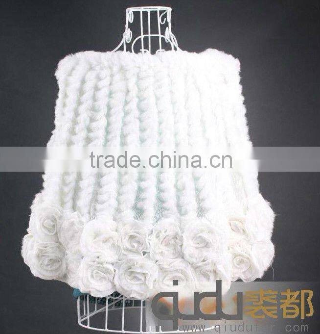 QD5933 gentlewomanly 100% Real Rabbit Fur Poncho QIUDU FUR