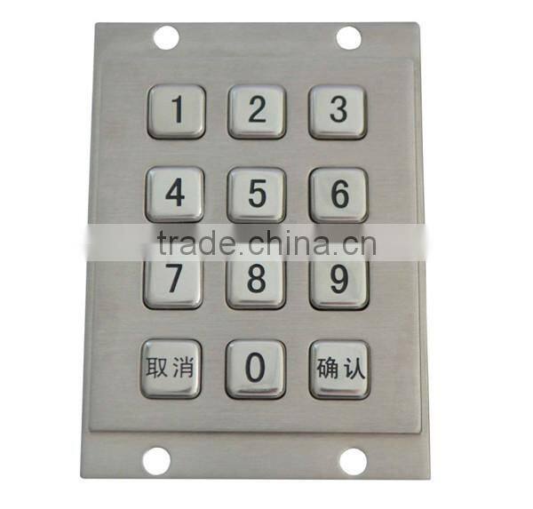 custom or in stock 12 keys usb metal material kiosk numeric keypad with brushed or anodized process
