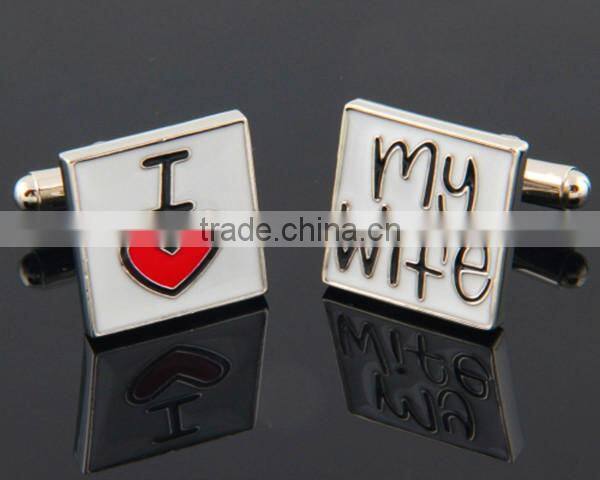 Wedding Gifts For Guests Engraved I Love My Wife Enamel Souvenir Metal Wedding Cuff Links