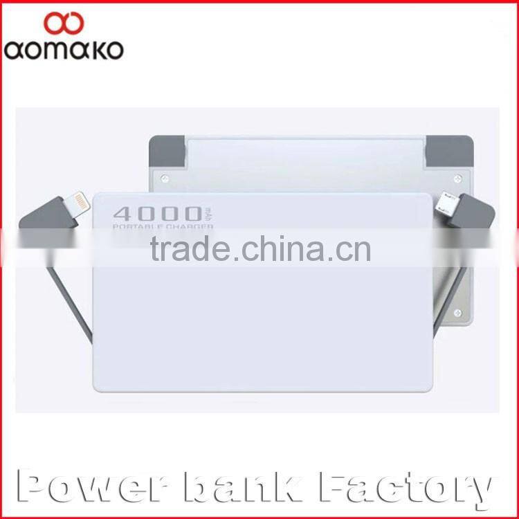PA-102 wholesales alibaba power bank bulilt-in dual cable of ip6 connector and micro connector best power bank ABS+alloy