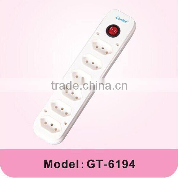 6 outlet Brazil type power extension socket with single switch and fuse