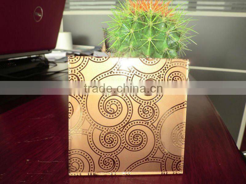 4mm decorative acid etched glass