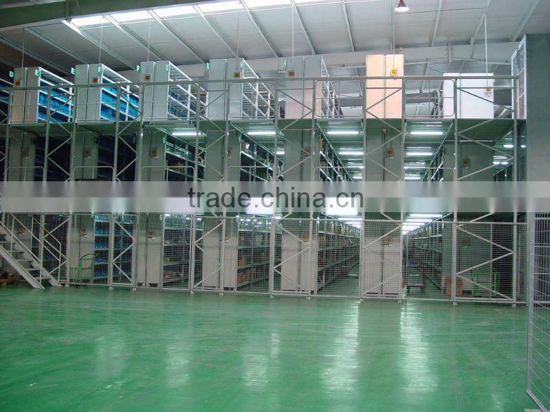 Functional mezzanine floor shelf rack