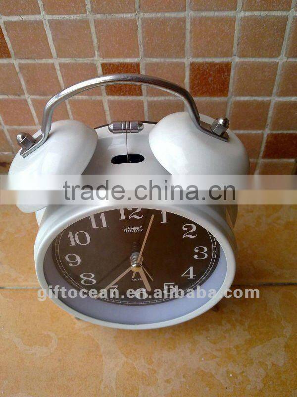 4.5" twin bell alarm clock, quartz analog table alarm clock, belling desk clock,
