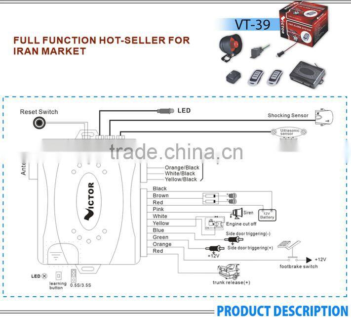1-way Anti-Hijacking + Auto Rearming car alarm