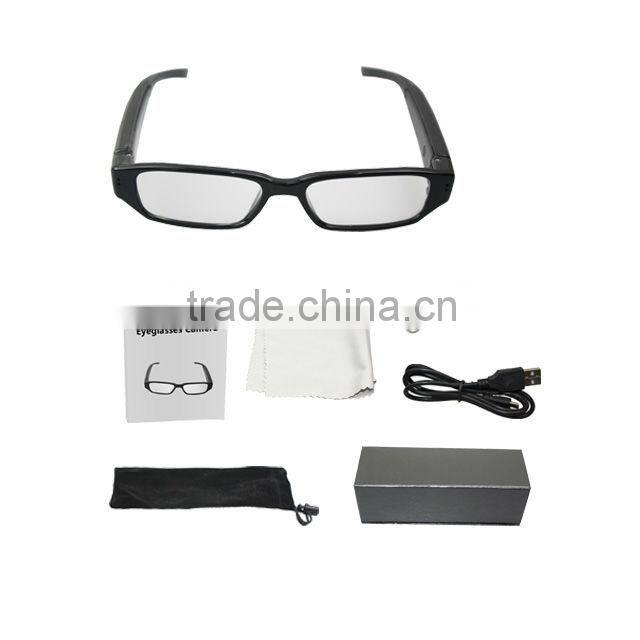 Factory direct Black Video Recorder Webcam 720P hidden cam glasses16gb