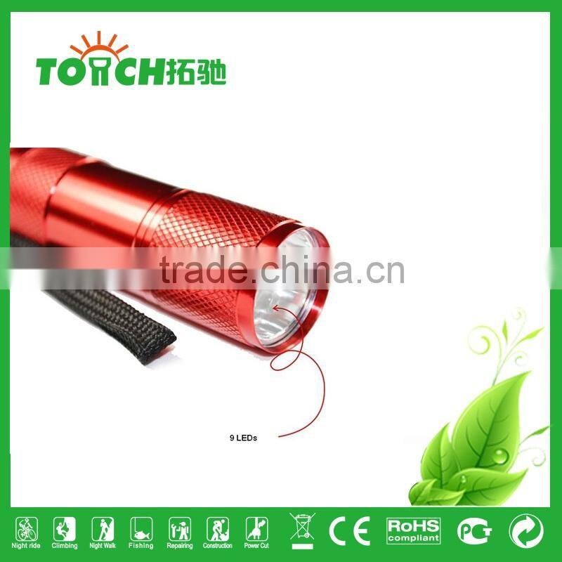 hot sale American mini 9 led flashlights Emergency LED Flashlight Aluminum Alloy Use 3*AAA Battary TL-1002