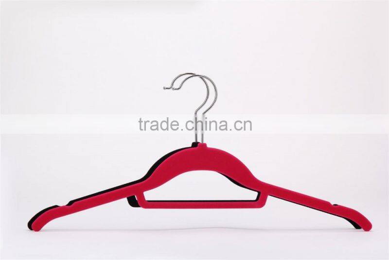 flocked plastic short clothes hanger