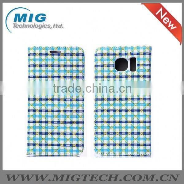 For samsung galaxy S6 Grid pattern PU leather case Cell phone case, For Samsung S6 or For Samsung S6 edge