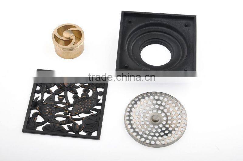oil rubbed bronze art floor drain