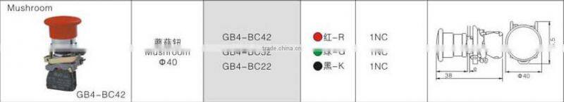 GB4-BC42 CNGAD GB4 seris 40mm red/green/black mushroom switch button
