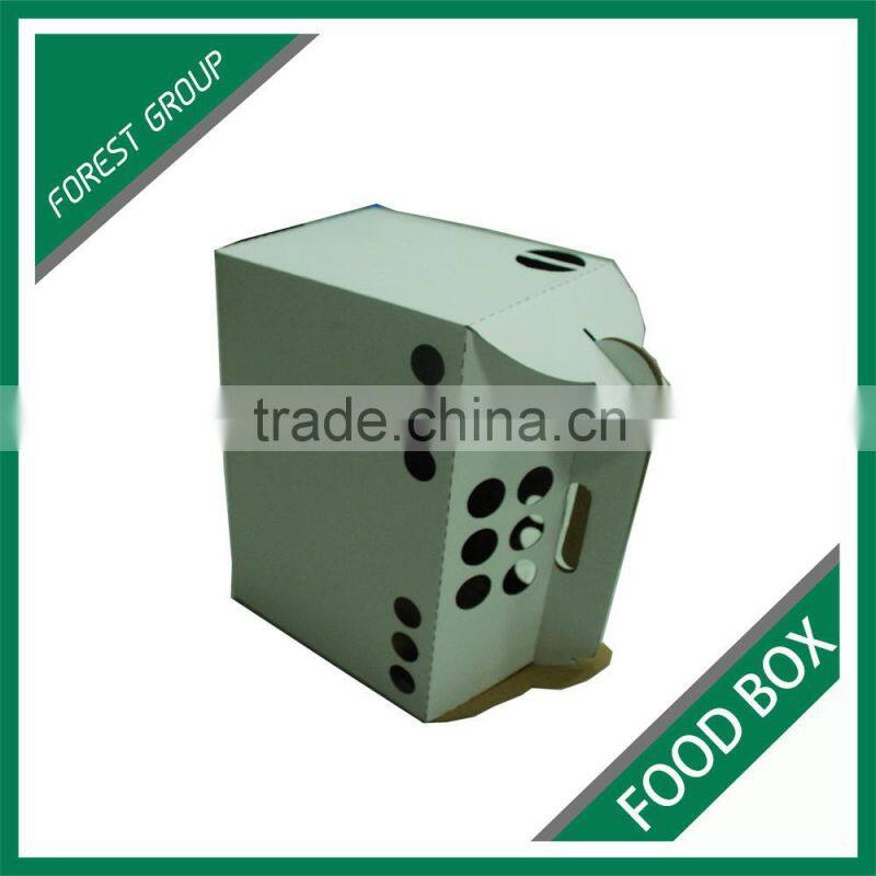 WHITE PLAIN CORRUGATED FOOD BOX FOR SHIPPING HAMBURGER WITH CUSTOM LOGO AND PRINT