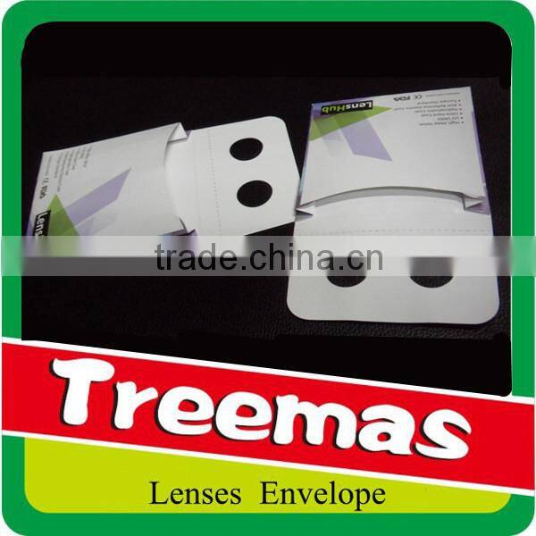 Ophthalmic lenses paper envelope gusset packet with inner liner and holes for optician