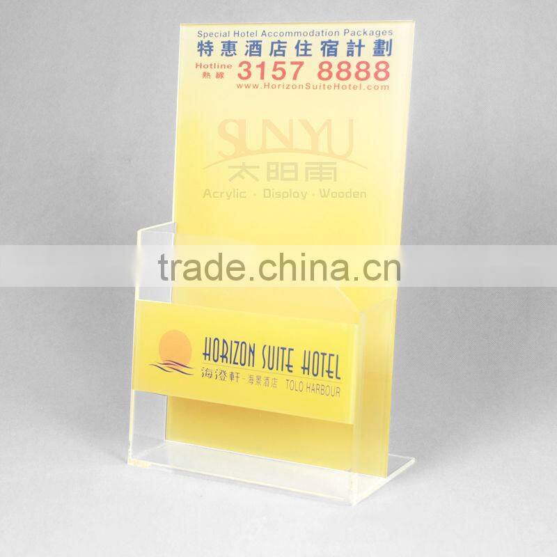 Custom Clear Floor Acrylic Brochure Display Holder Hotel Supplies