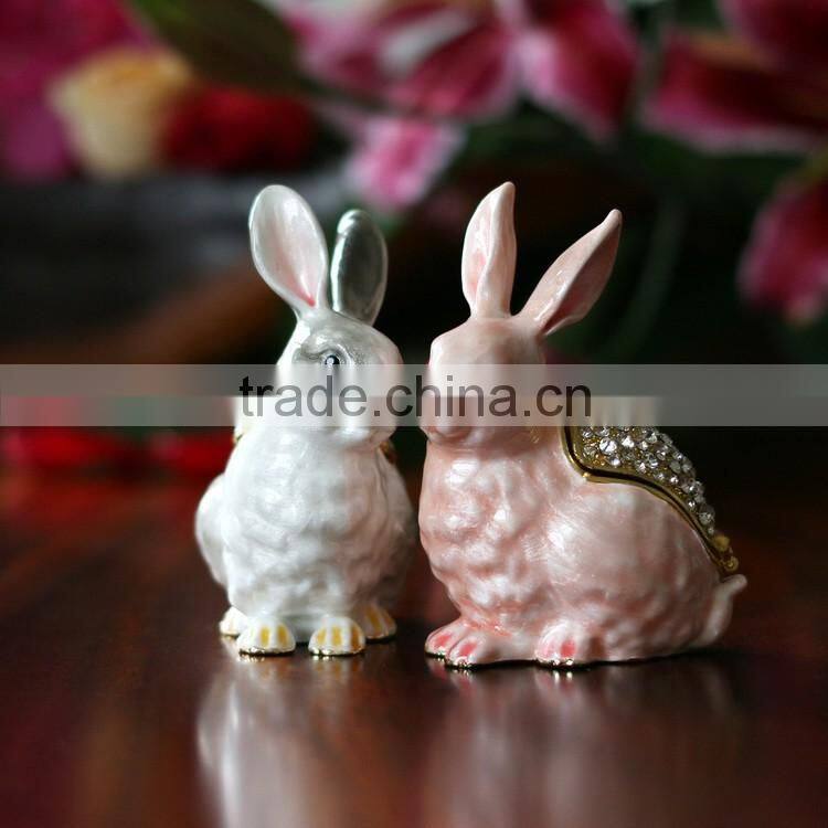 Best selling customized enamel rabbit pewter jewelry box