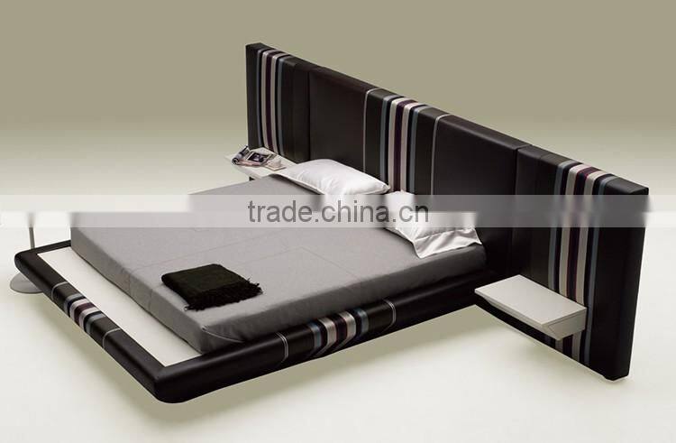 2016 Luxury bedroom fancy furniture PU leather bed double size beds