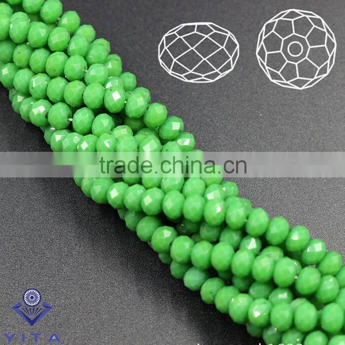 Green Series 4MM Jade Material flat rondelle 48 faceted rondelle loose crystal beads