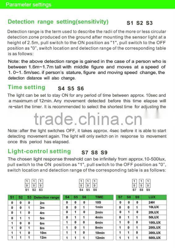 Hot sale light sensor switch , micro motion sensor