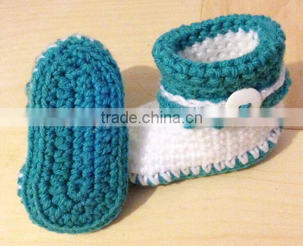 Green color optional hand crochet baby booties for baby