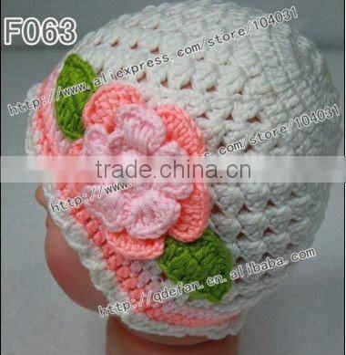 Wholesale 100% cotton baby crochet beanie hat flower, knitting patterns for beanie hats ,girls fashion hats