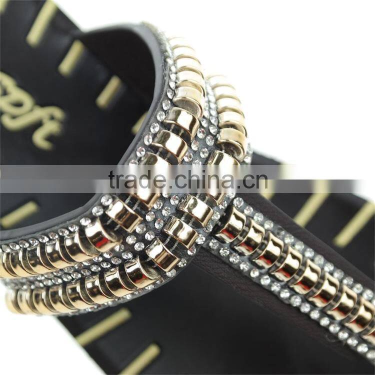 Promotional non-slip handmade crystal chain lady slipper sexy