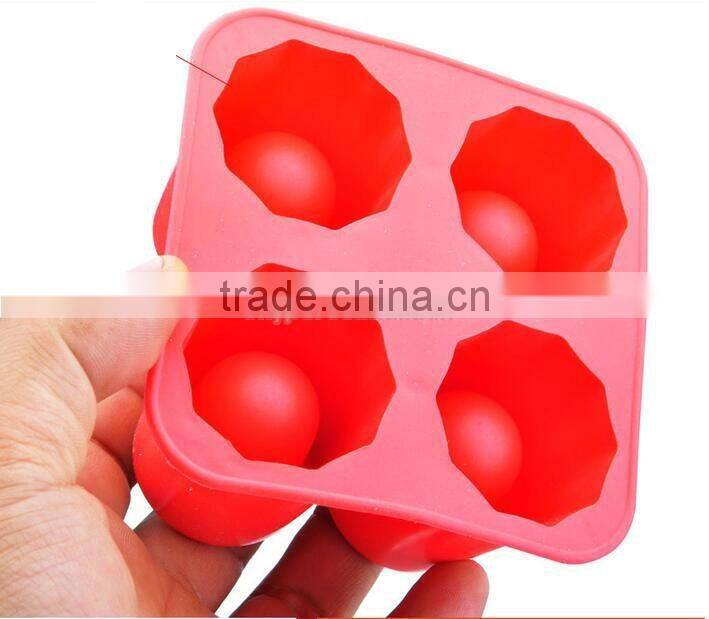 Silicone 4 Cup Shot Glass Mold Cool Shooters Ice Cube Tray Dishwasher Safe
