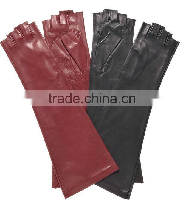 Women's Long Elbow Length Winter Gloves with 1/2 Fingers (8 Button Length)/fingerless gloves